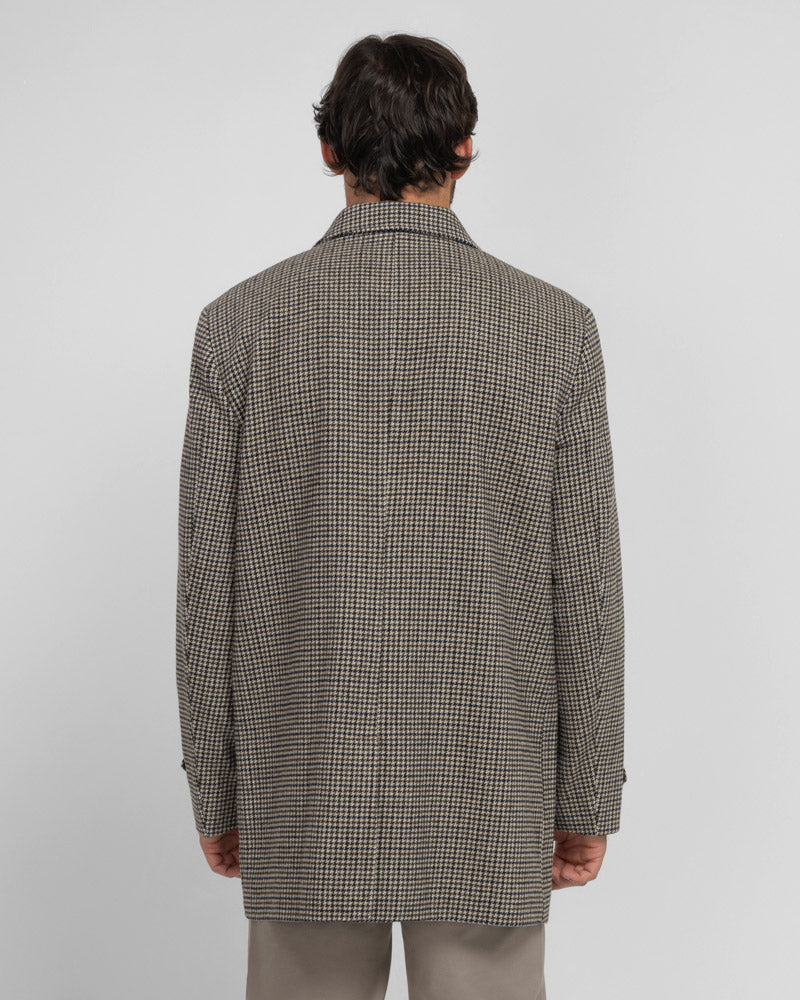 Marton - Wool Blend Houndstooth Car Coat
