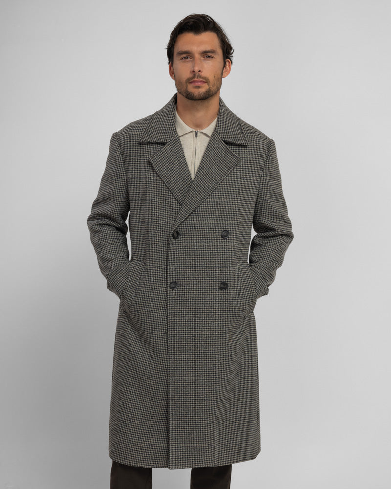 Ogden - Double-Breasted Oversized Houndstooth Overcoat