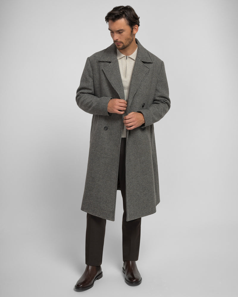 Ogden - Double-Breasted Oversized Houndstooth Overcoat