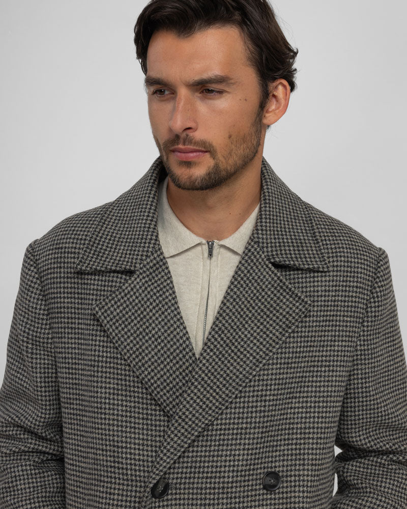 Ogden - Double-Breasted Oversized Houndstooth Overcoat