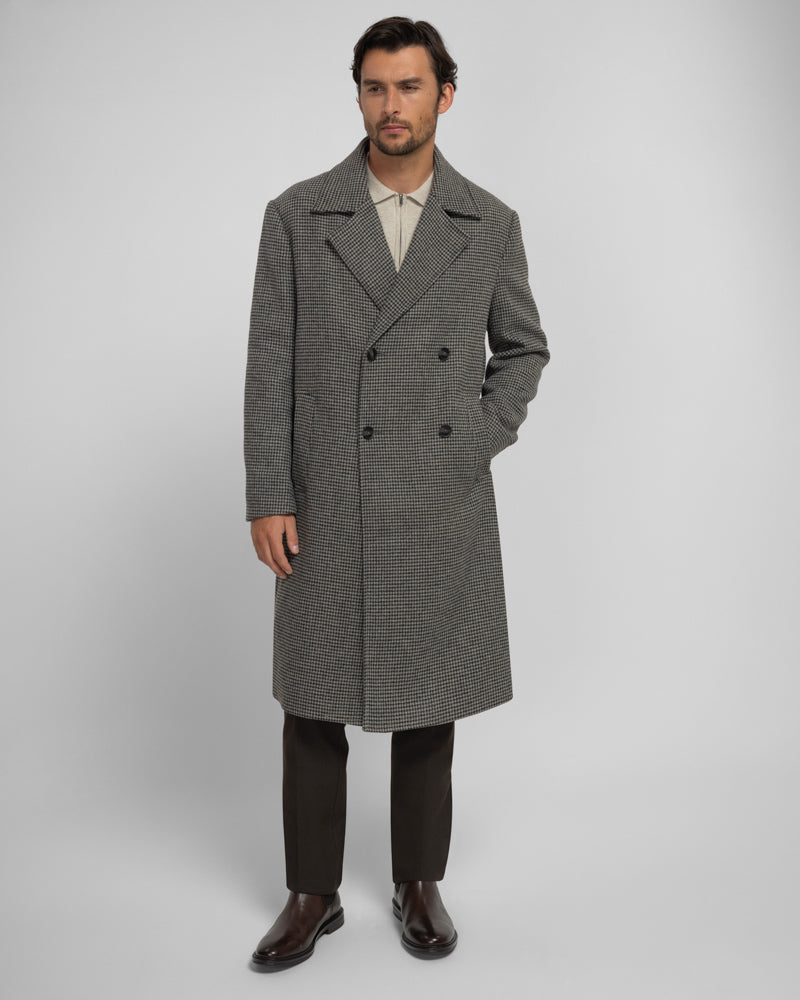 Ogden - Double-Breasted Oversized Houndstooth Overcoat