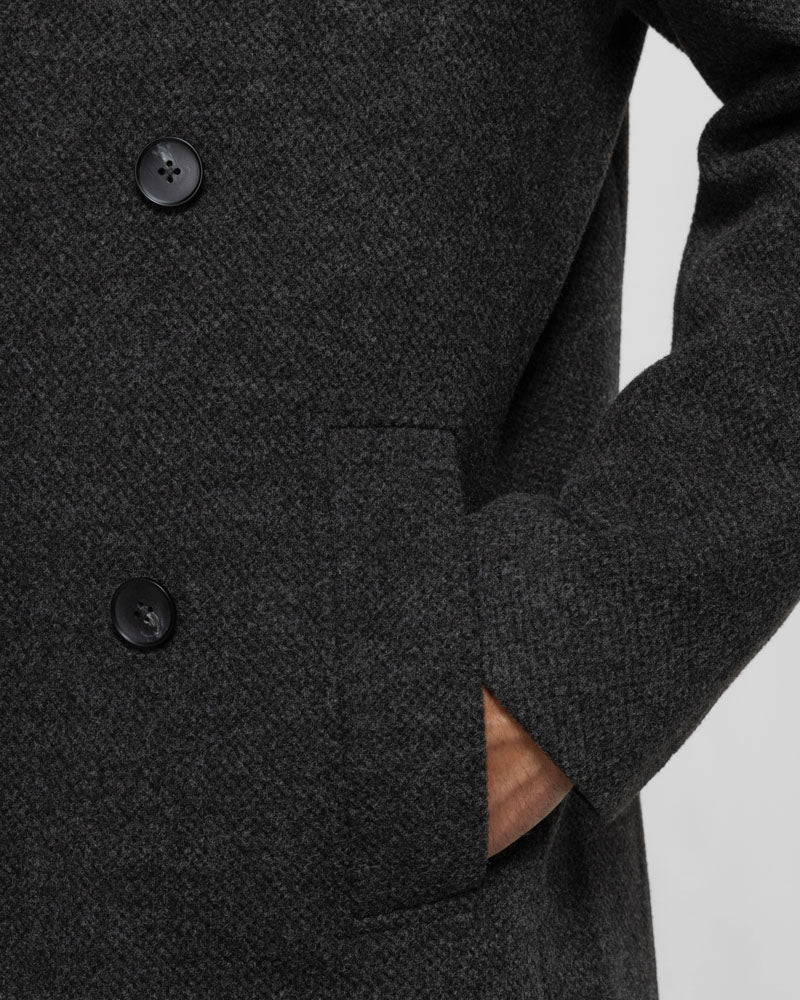 Steel & Jelly Men’s Ryburn Double-Breasted Long Charcoal Overcoat