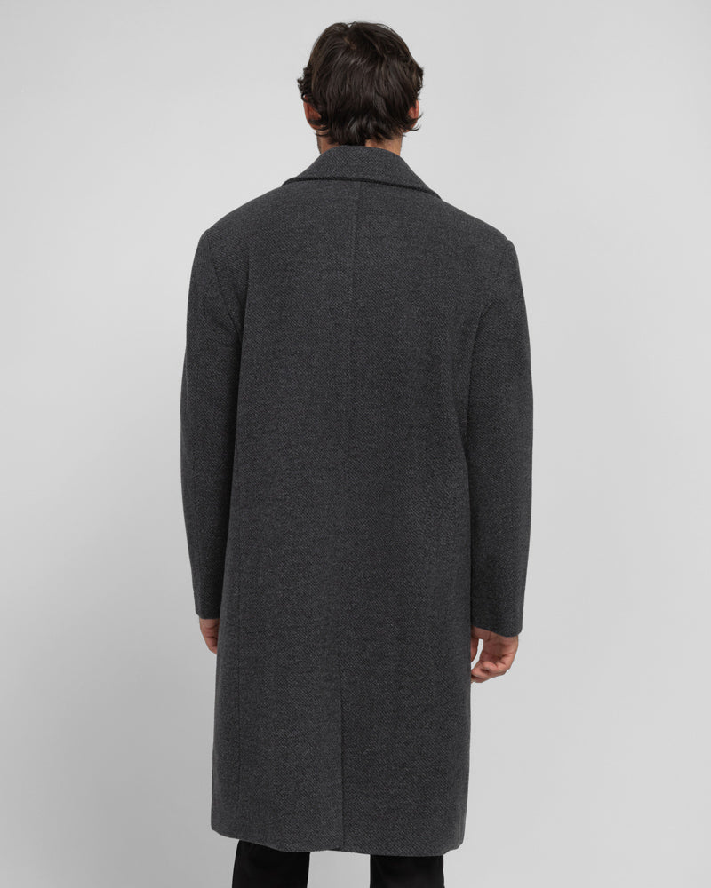 Steel & Jelly Men’s Ryburn Double-Breasted Long Charcoal Overcoat