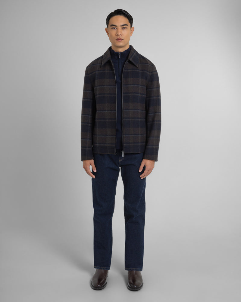 Malham - Check Wool Blend Harrington Jacket