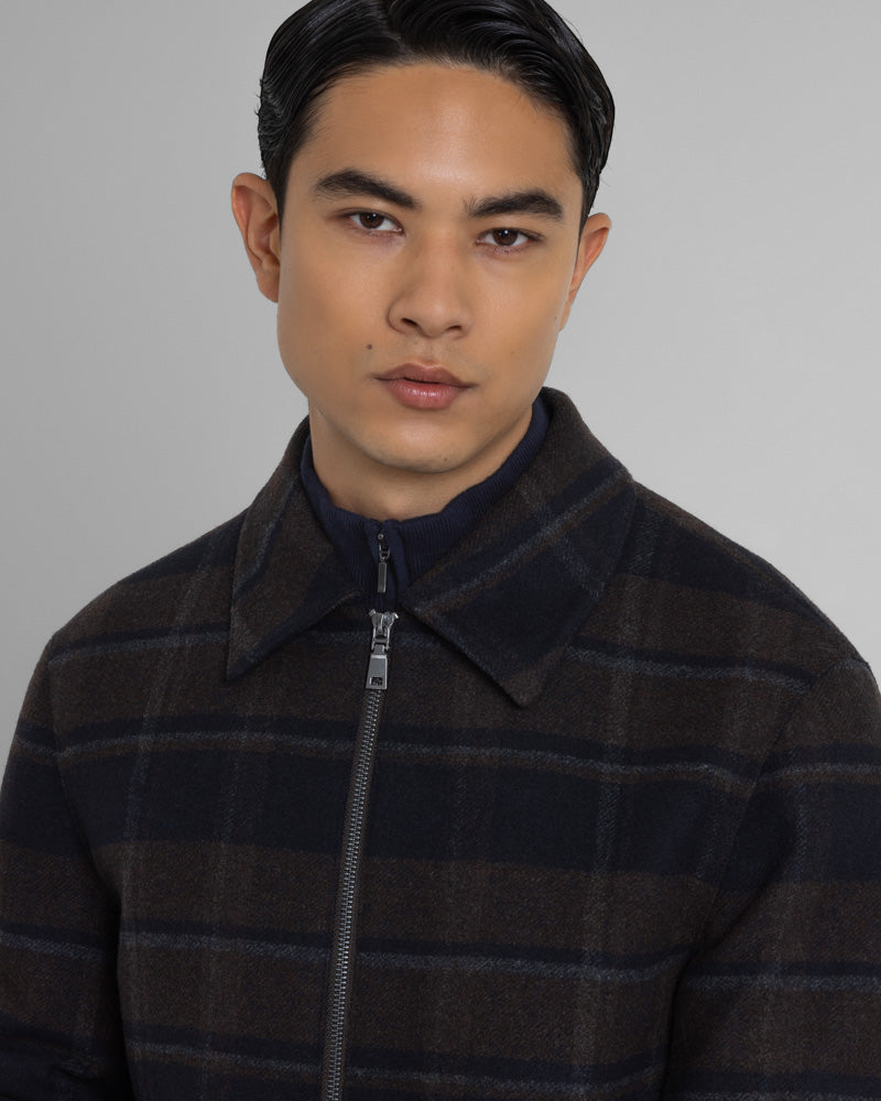Malham - Check Wool Blend Harrington Jacket