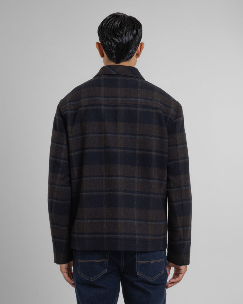 Malham - Check Wool Blend Harrington Jacket