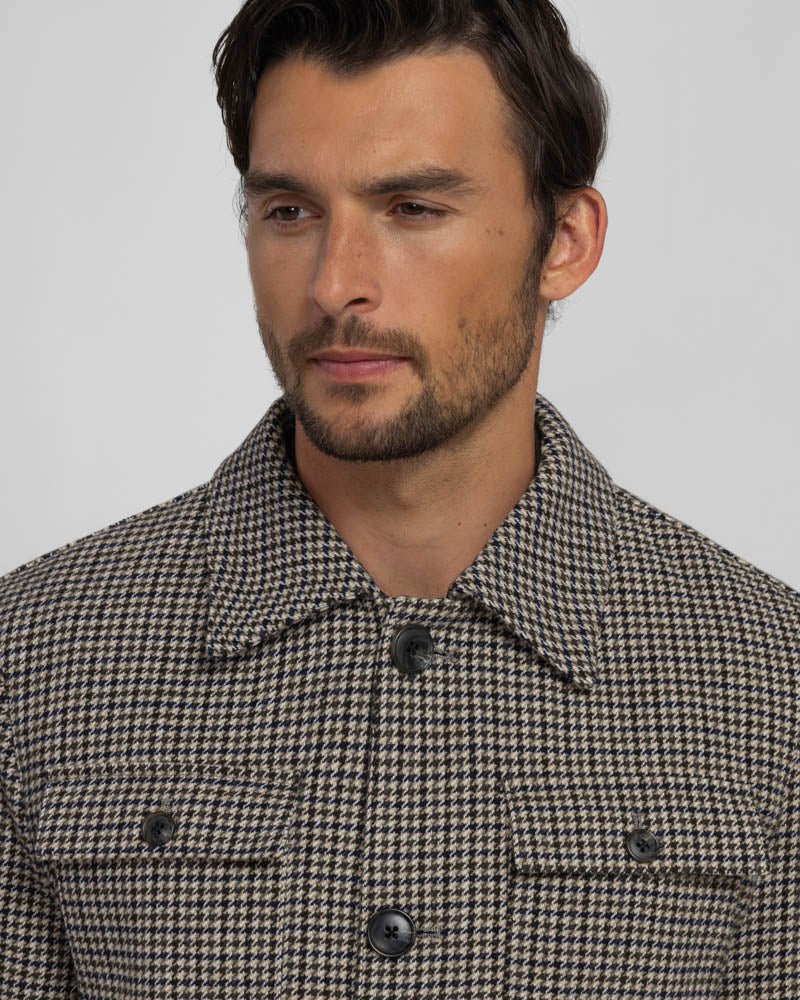 Hawkridge - Houndstooth Wool Blend Harrington Jacket