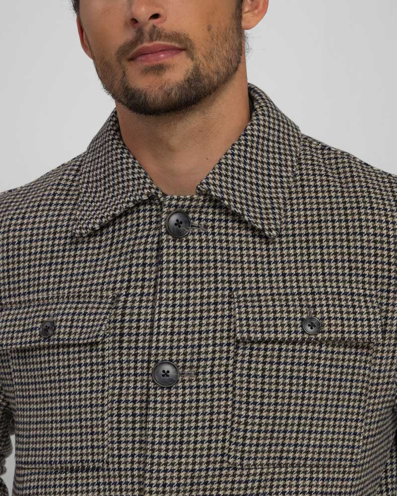 Hawkridge - Houndstooth Wool Blend Harrington Jacket