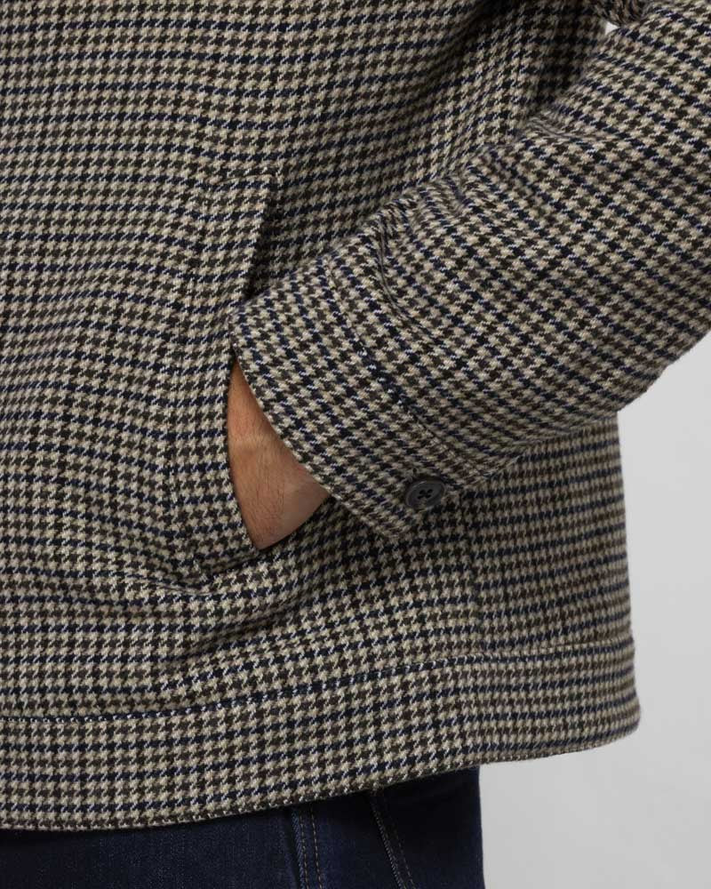 Hawkridge - Houndstooth Wool Blend Harrington Jacket