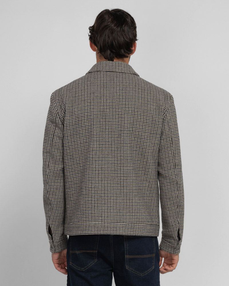 Hawkridge - Houndstooth Wool Blend Harrington Jacket