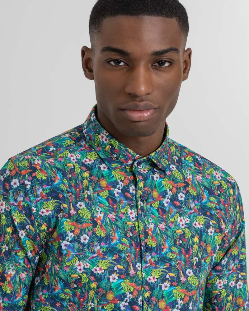 Limited Edition Birds Of Paradise Print Long Sleeve Shirt