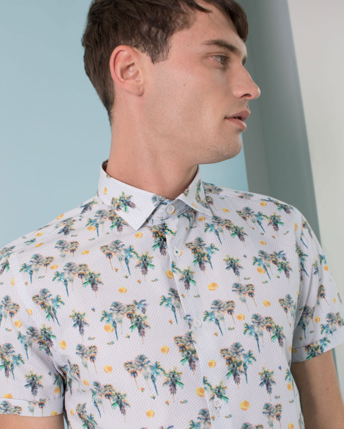 Limited Edition Sun & Palm Tree Print Short Sleeve Shirt