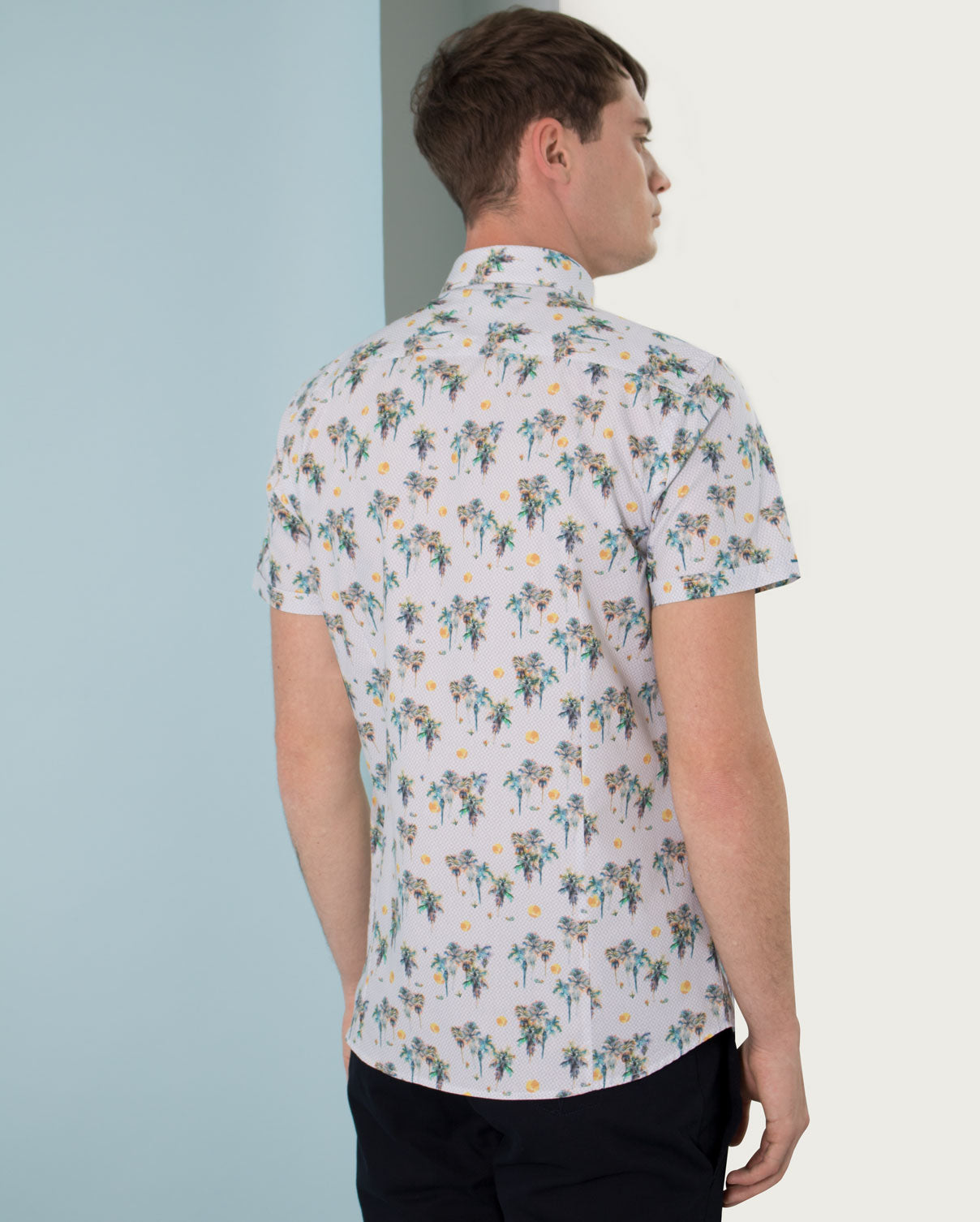 Limited Edition Sun & Palm Tree Print Short Sleeve Shirt