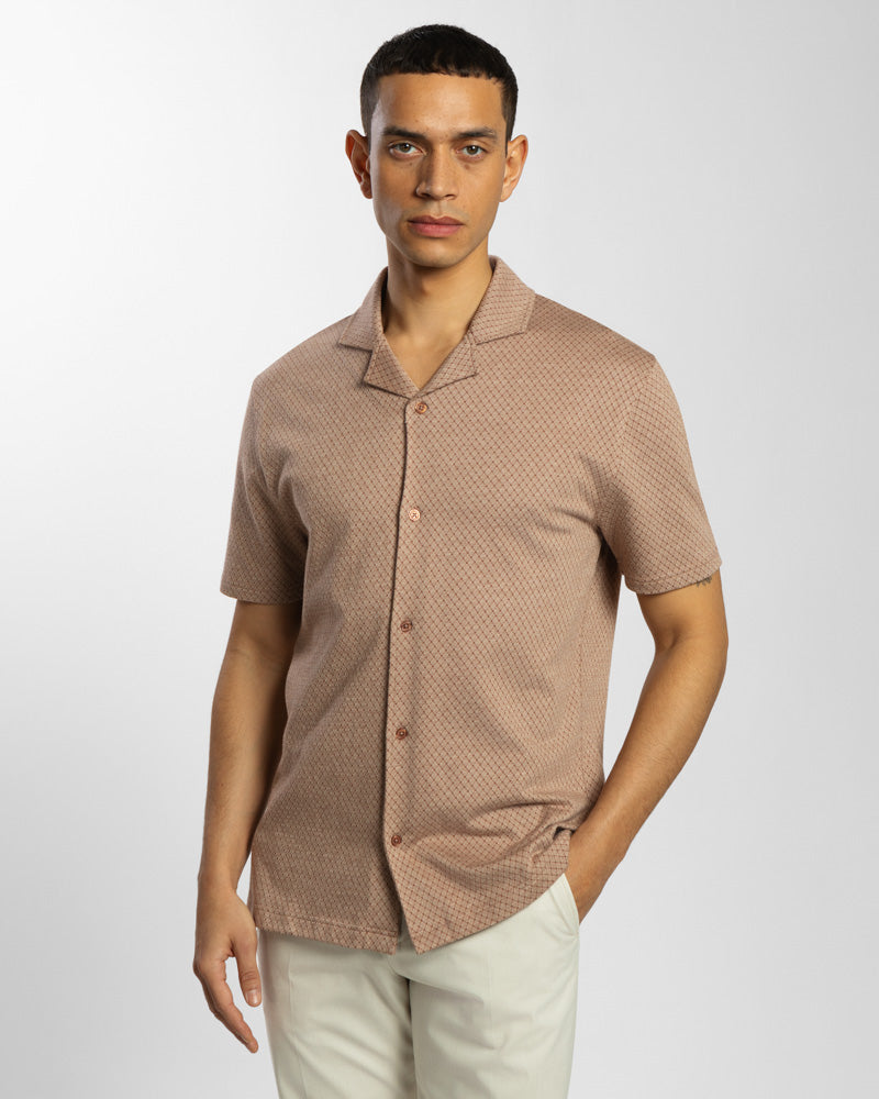 Diamond & Dot Jacquard Short Sleeve Shirt