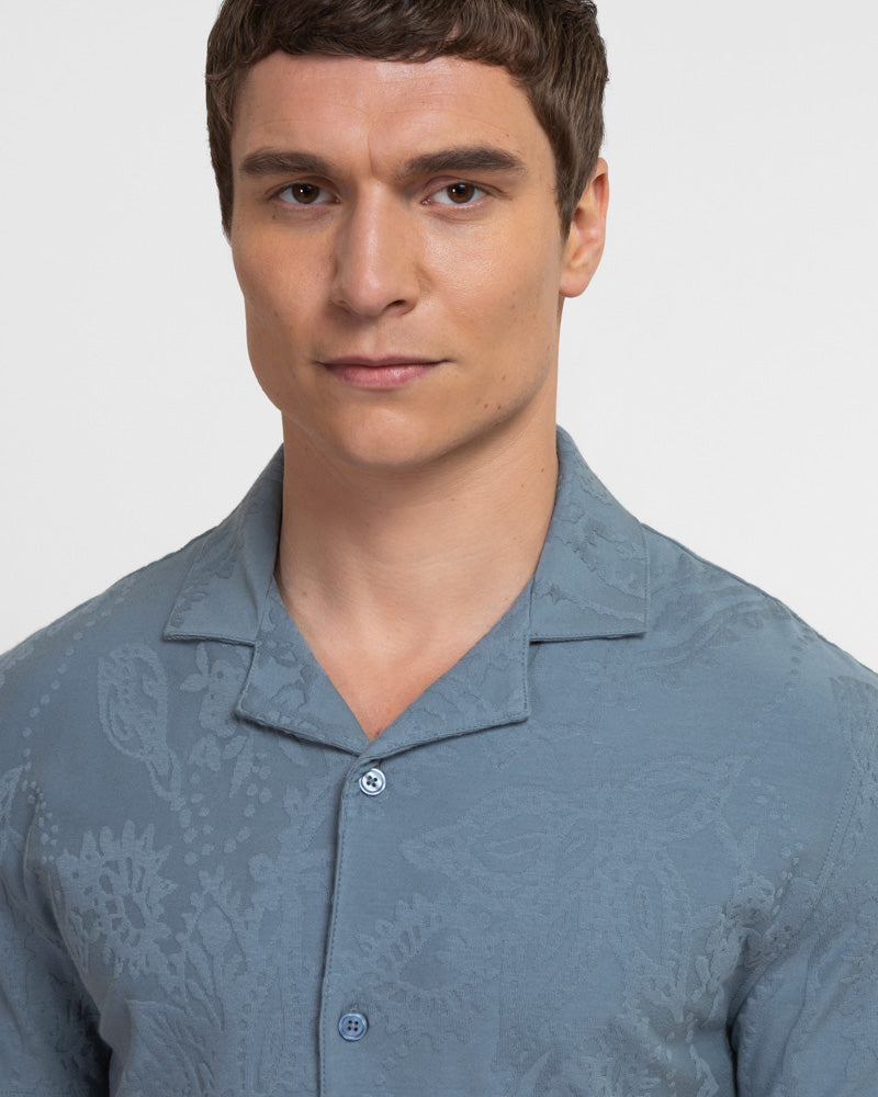 Kenton - Paisley Texture Jersey Short Sleeve Shirt