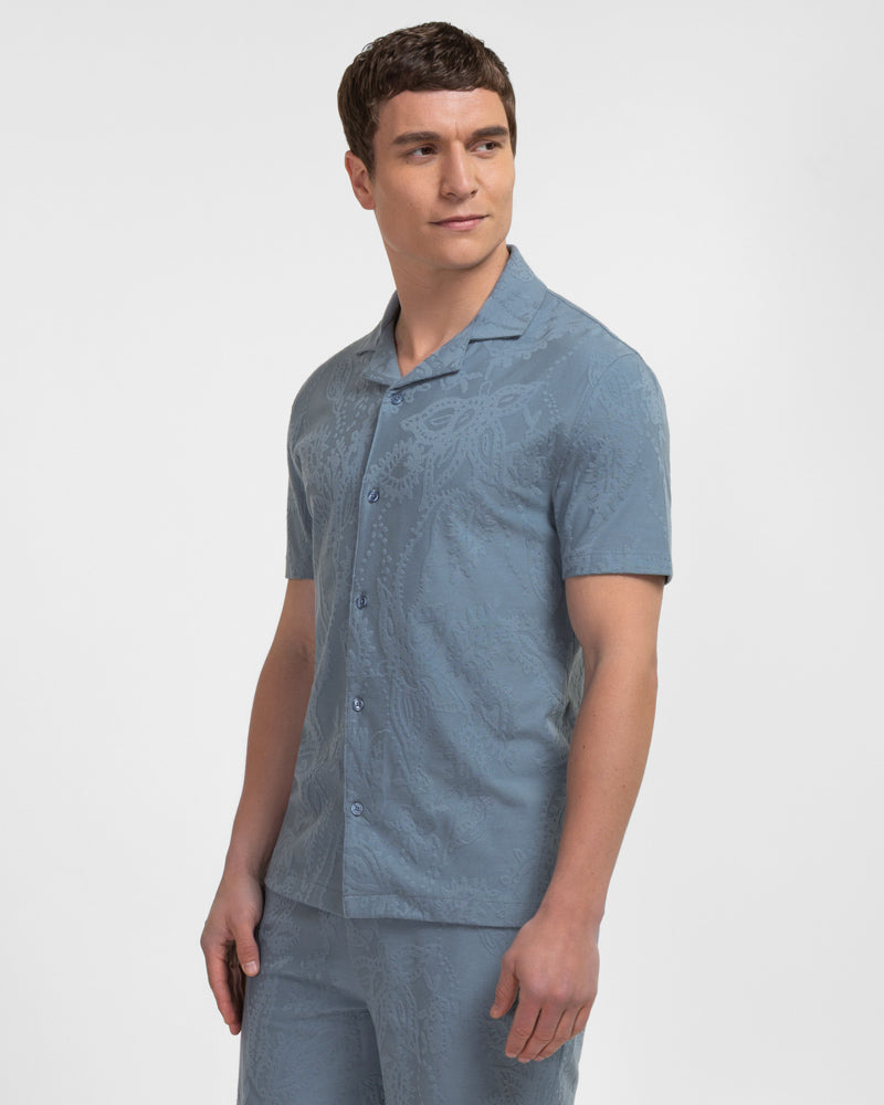 Kenton - Paisley Texture Jersey Short Sleeve Shirt