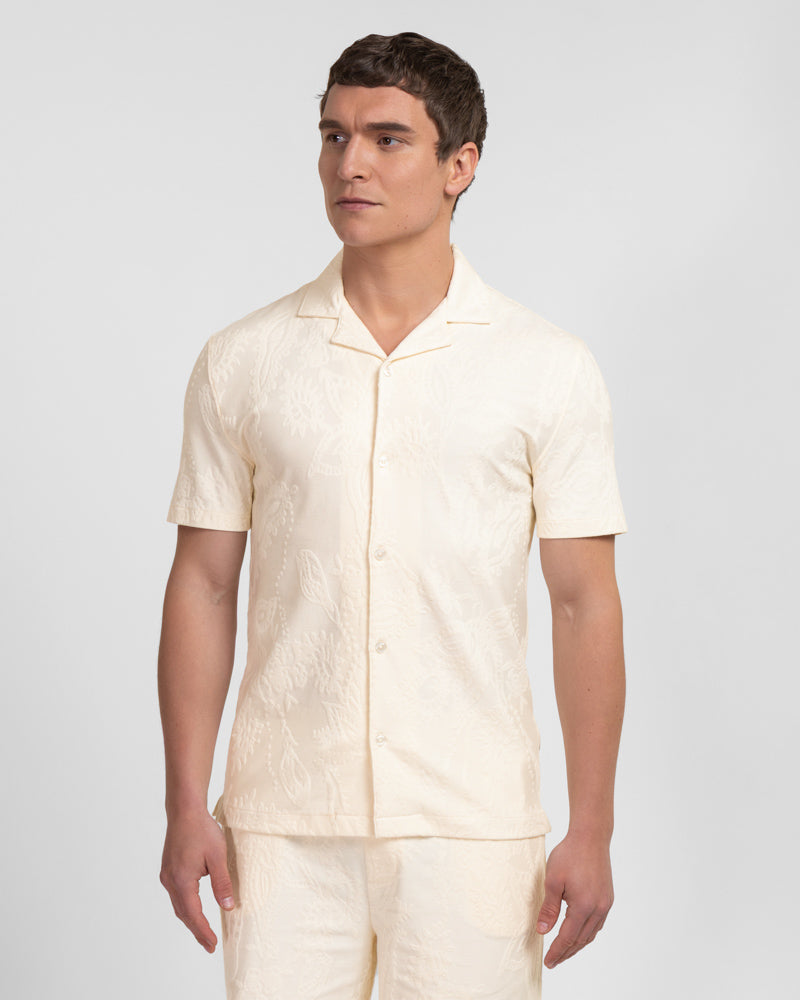 Kenton - Paisley Texture Jersey Short Sleeve Shirt