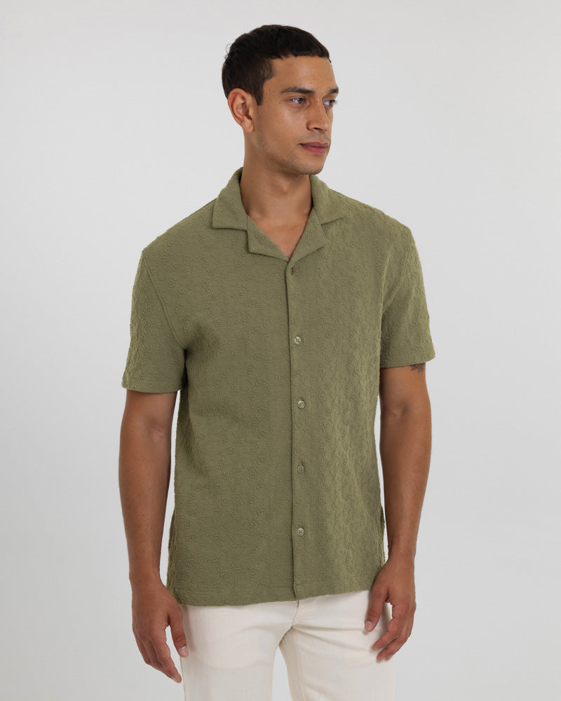 Perivale - Floral Jacquard Short Sleeve Shirt