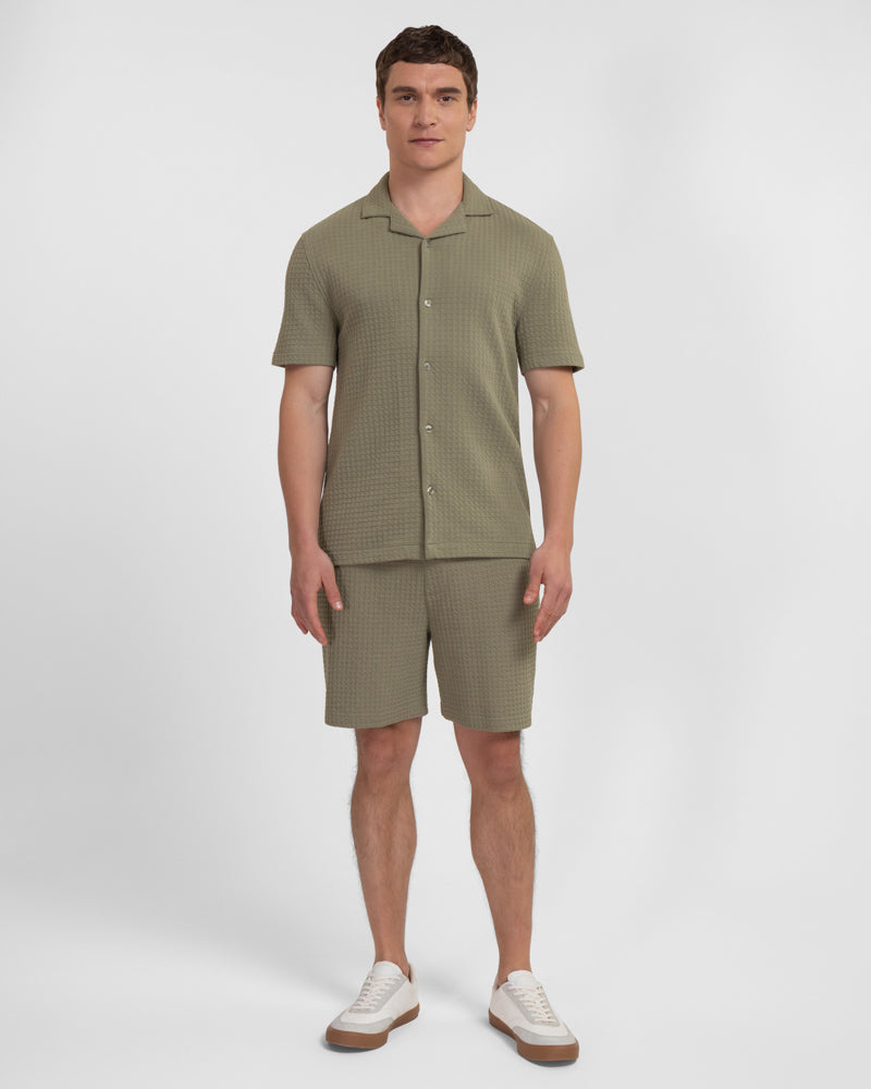 Leyton - Check Texture Jersey Short Sleeve Shirt & Short Set Sage