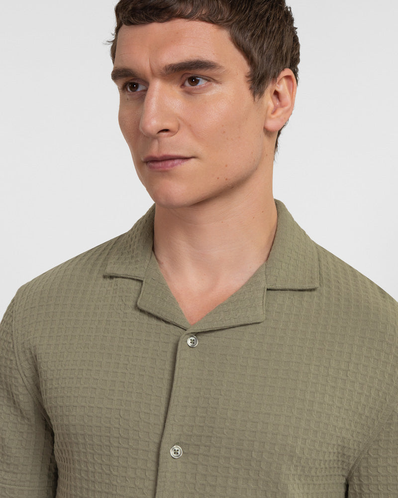 Leyton - Check Texture Jersey Short Sleeve Shirt & Short Set Sage