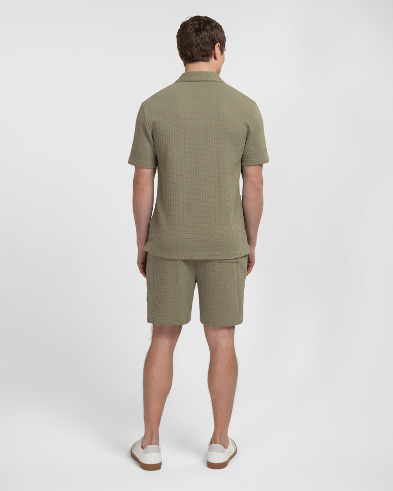 Leyton - Check Texture Jersey Short Sleeve Shirt & Short Set Sage