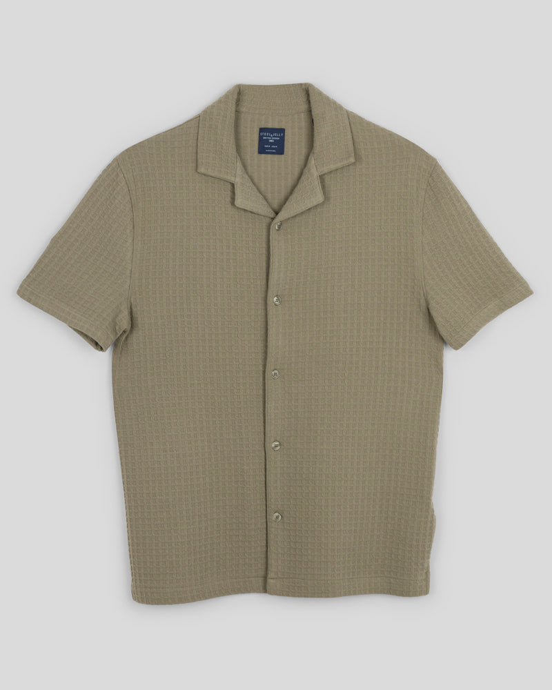 Leyton - Check Texture Jersey Short Sleeve Shirt & Short Set Sage