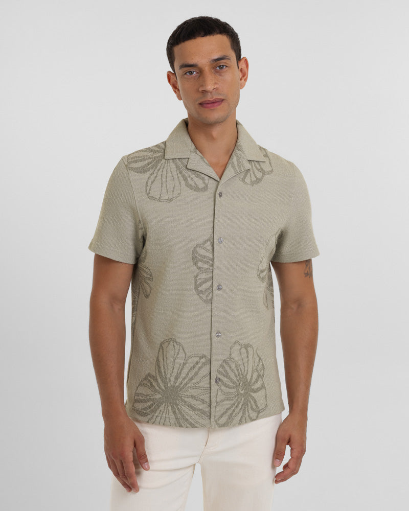 Charing - Floral Jacquard Short Sleeve Shirt