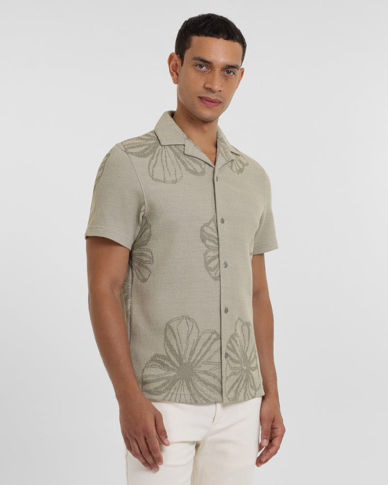 Charing - Floral Jacquard Short Sleeve Shirt