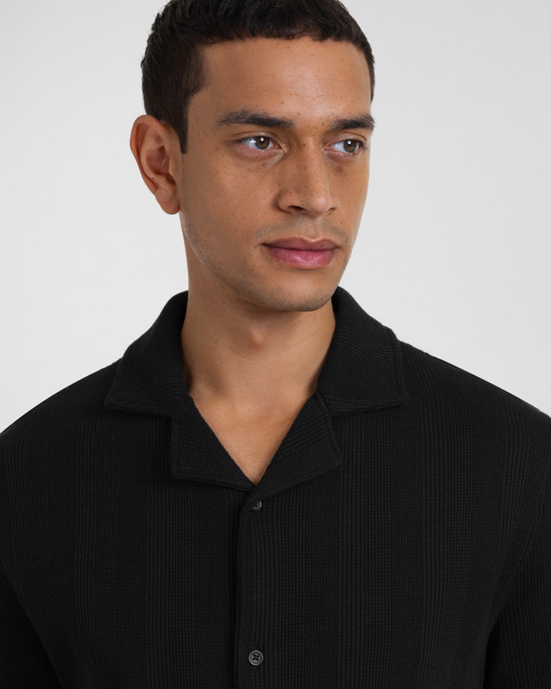 Charlton - Stripe Jacquard Waffle Short Sleeve Shirt