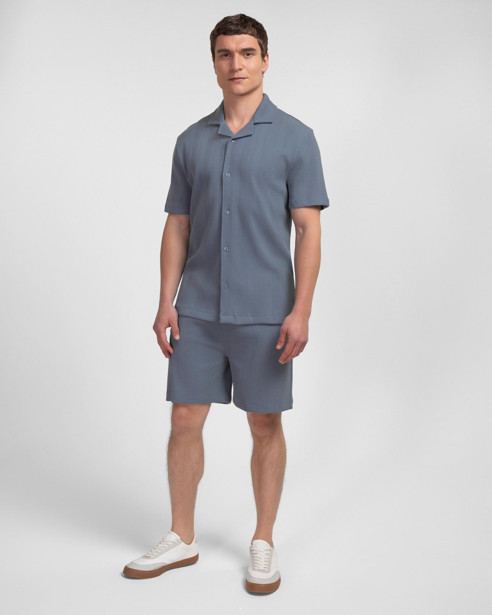 Charlton - Stripe Jacquard Waffle Short Sleeve Shirt