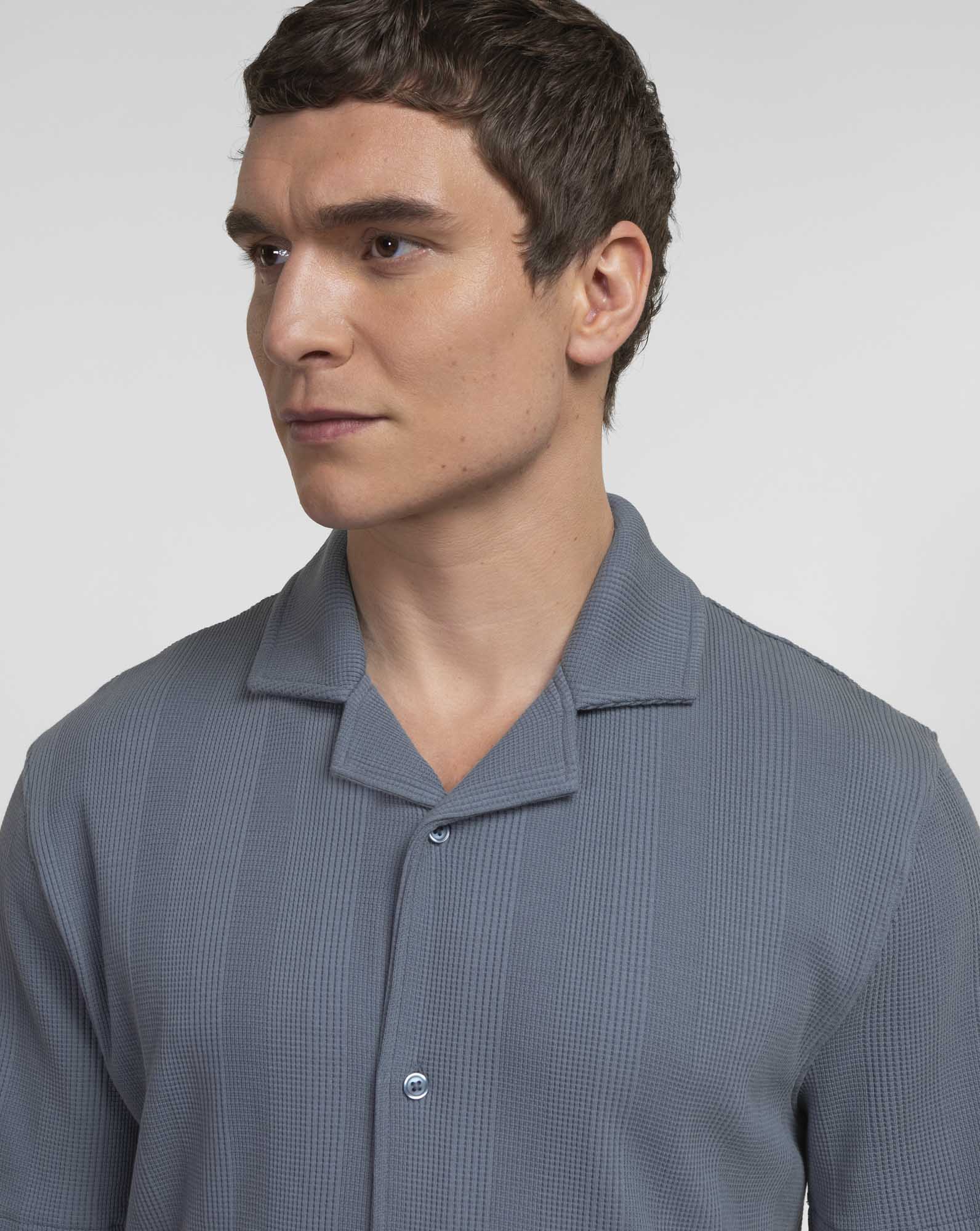 Charlton - Stripe Jacquard Waffle Short Sleeve Shirt