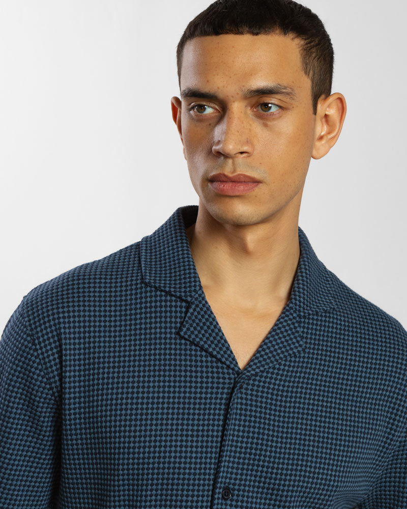 Dotted Jacquard Short Sleeve Shirt