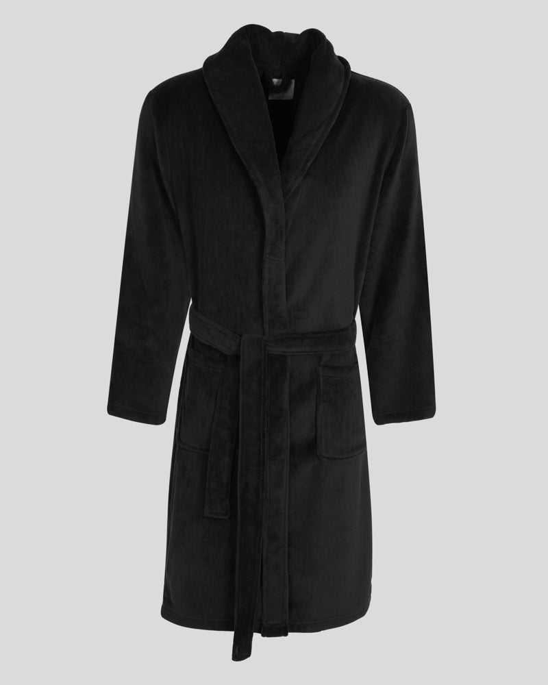 Steel & Jelly Men’s Balham Black Supersoft Fleece Dressing Gown