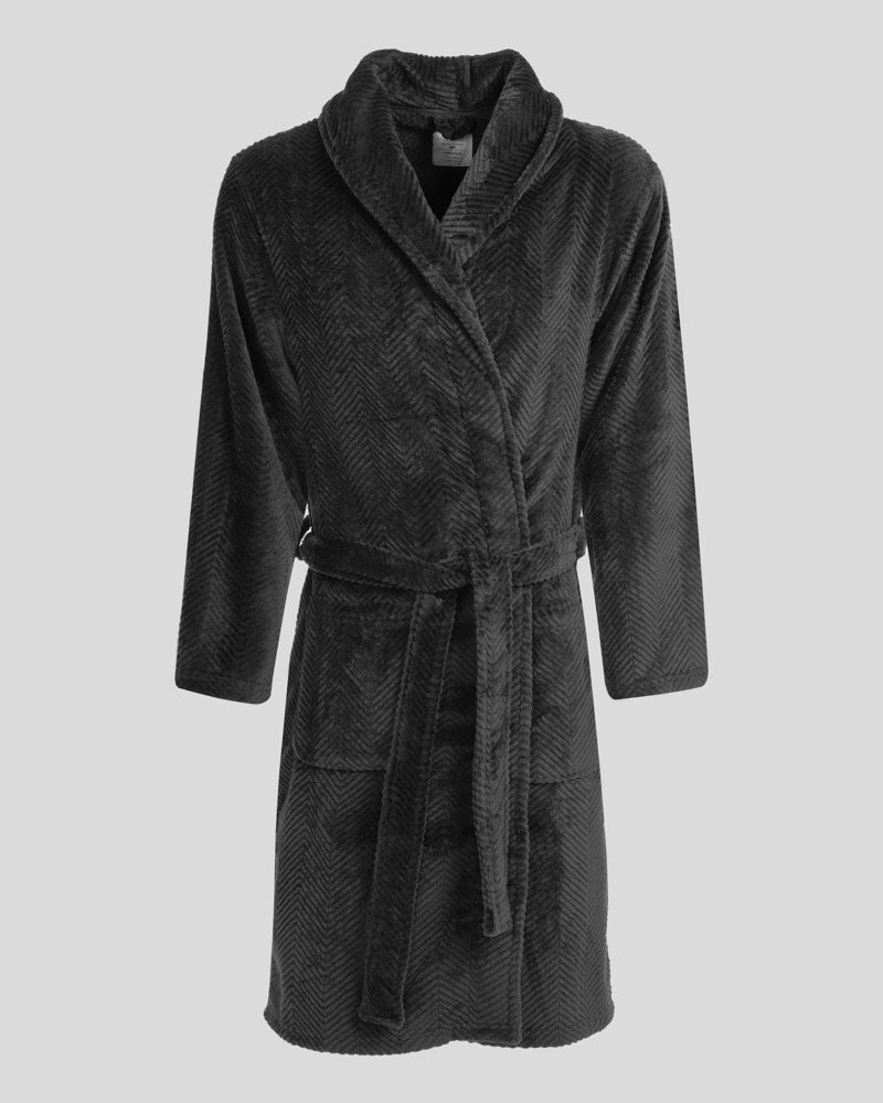 Kensal - Herringbone Texture Supersoft Fleece Dressing Gown