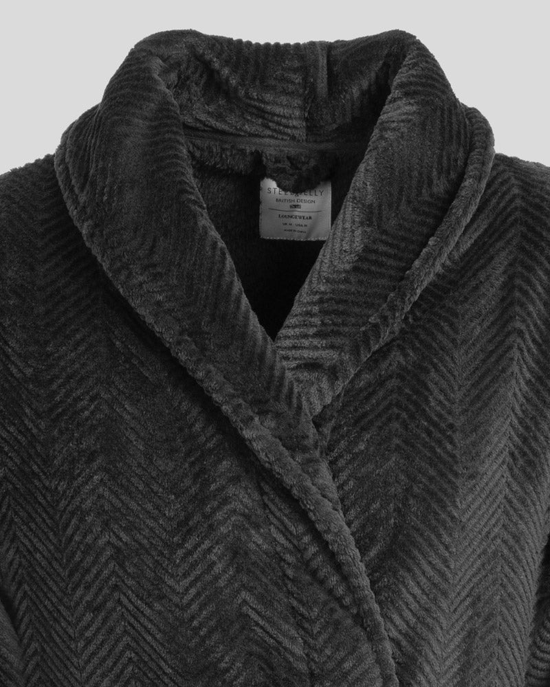 Kensal - Herringbone Texture Supersoft Fleece Dressing Gown