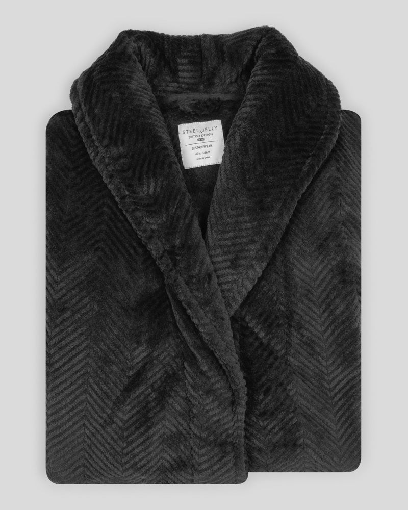 Kensal - Herringbone Texture Supersoft Fleece Dressing Gown