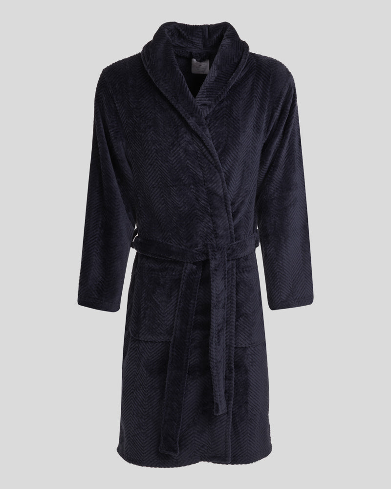 Kensal - Herringbone Texture Supersoft Fleece Dressing Gown