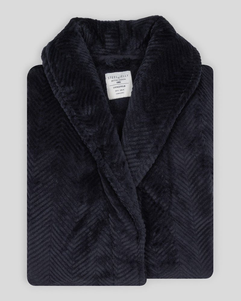 Kensal - Herringbone Texture Supersoft Fleece Dressing Gown