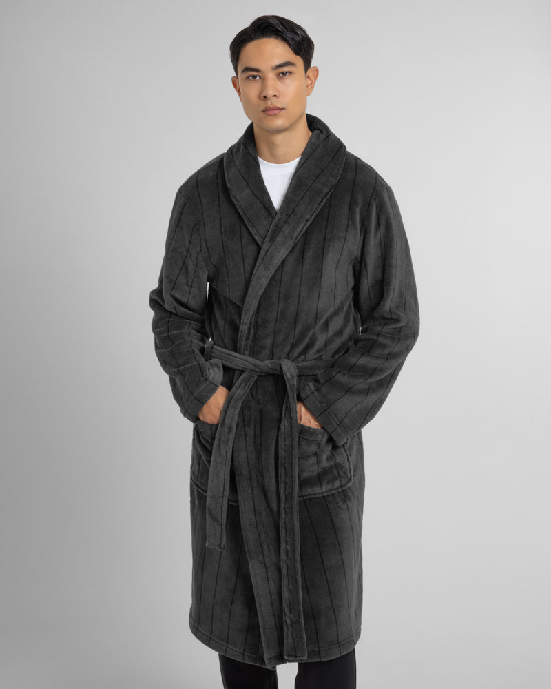 Portland - Striped Supersoft Fleece Dressing Gown
