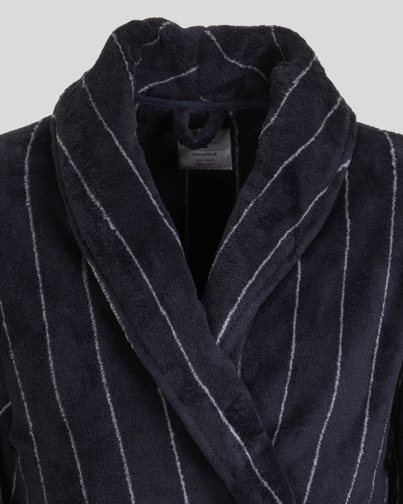 Portland - Striped Supersoft Fleece Dressing Gown
