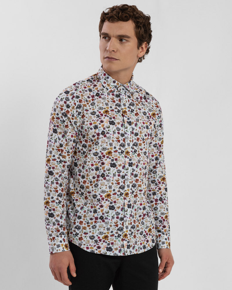 Limited Edition White Multi Floral Slim Fit Shirt