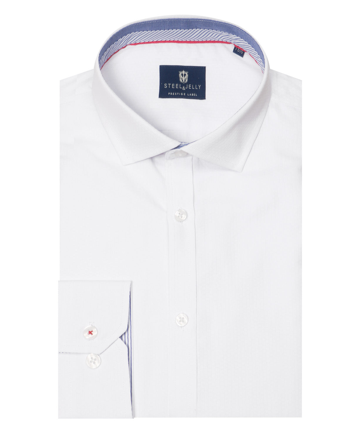 White Dot Print Textured Formal Shirt