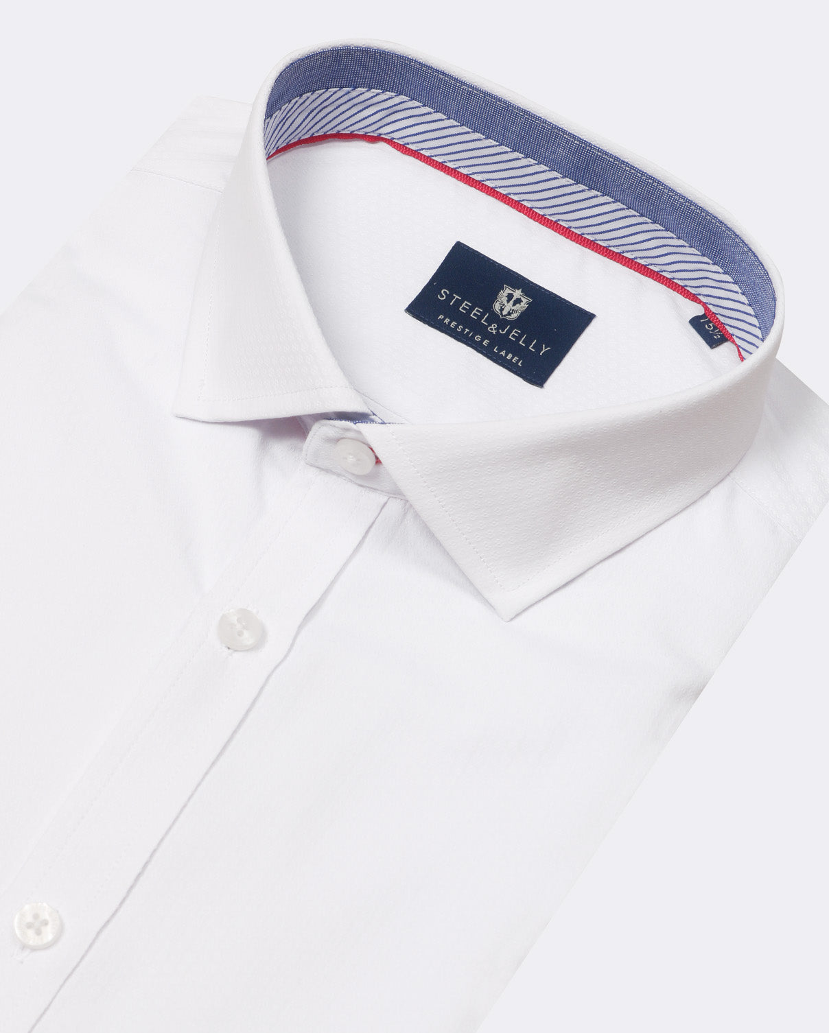 White Dot Print Textured Formal Shirt