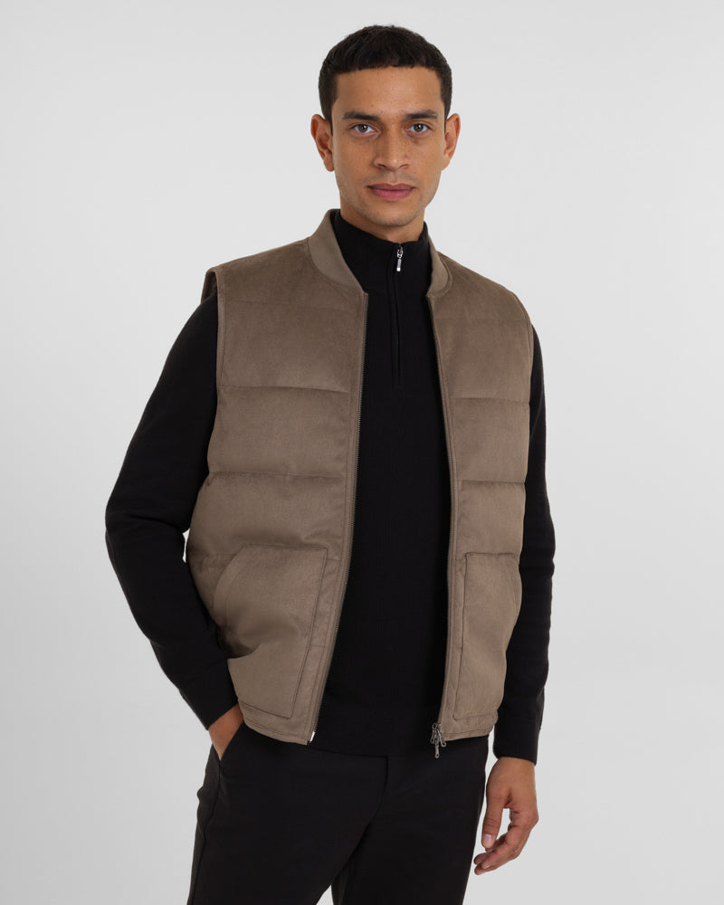 Gidea - Suede Look Puffer Gilet