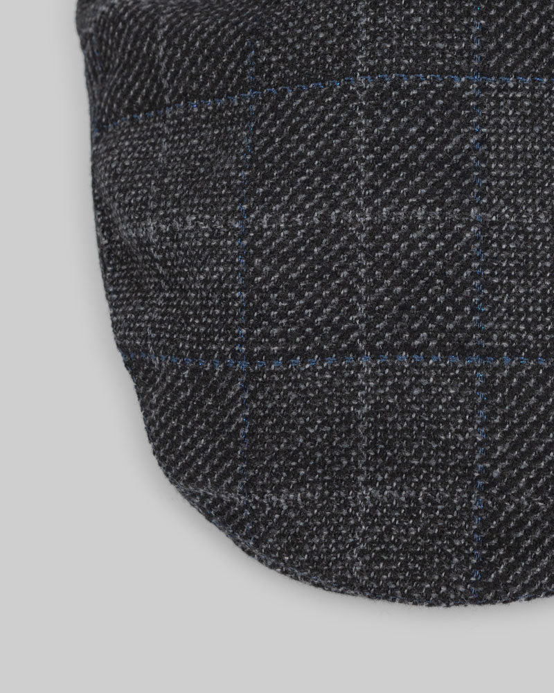 Charcoal & Navy Check Flat Cap