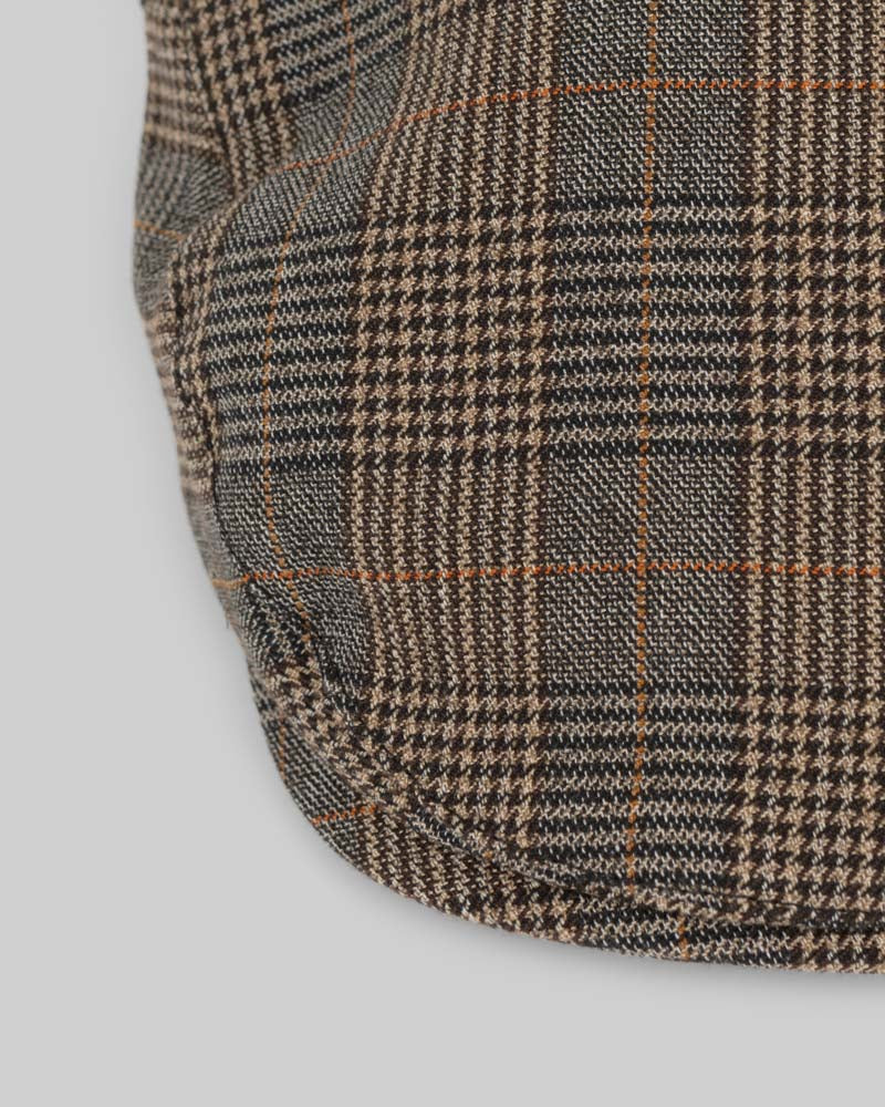 Stone & Black Check Flat Cap