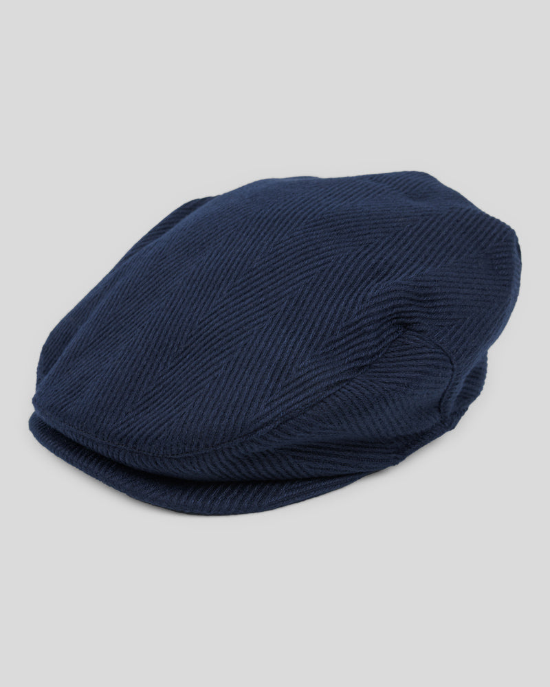 Steel & Jelly Men’s Navy Herringbone Textured Flat Cap