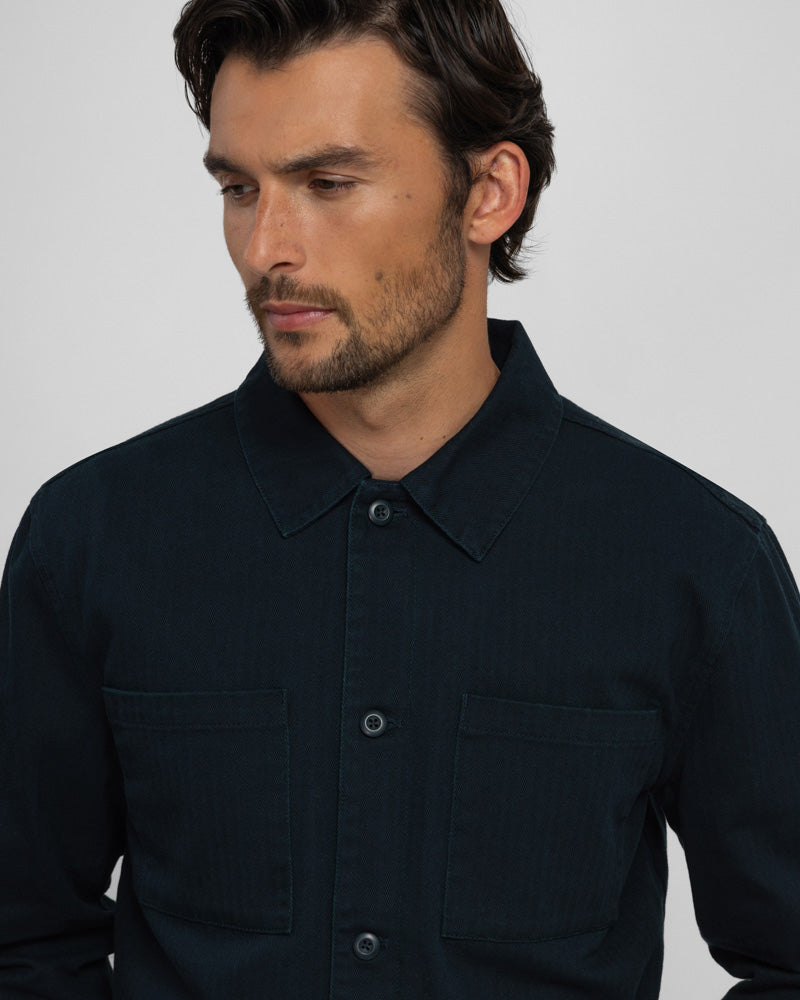 Farndon – Herringbone Overshirt & Trouser Set Navy