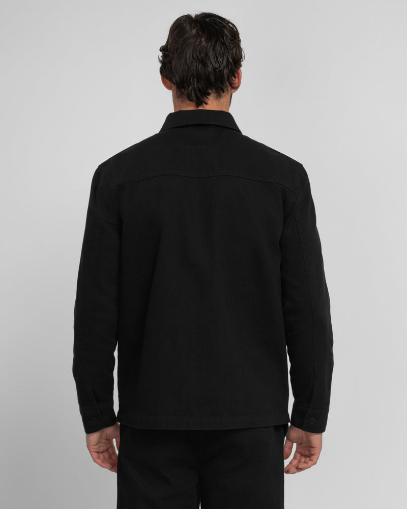 Farndon – Herringbone Overshirt & Trouser Set Black