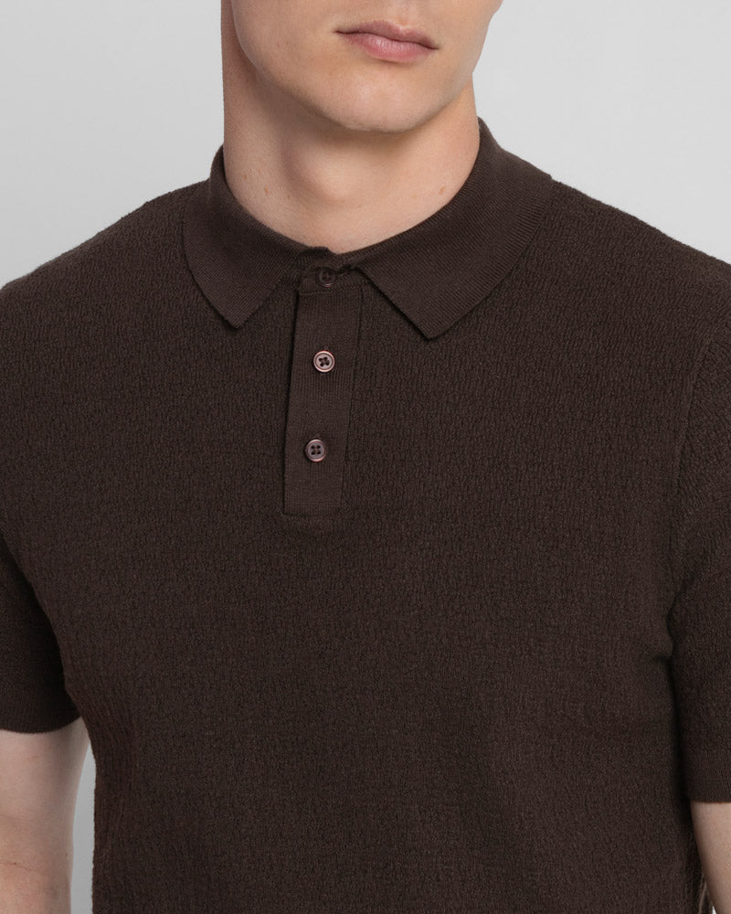 Boucle Textured Short Sleeve Polo Shirt
